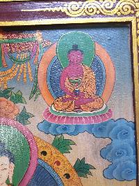 Tibetan Buddhist Thangka Painting Of Vairochana Buddha, [wooden Frame]