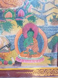Tibetan Buddhist Thangka Painting Of Vairochana Buddha, [wooden Frame]