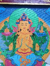 Tibetan Buddhist Thangka Painting Of Maitreya Buddha, [wooden Frame]