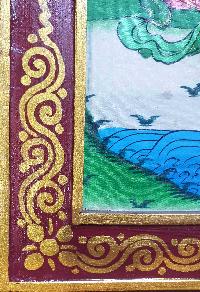 Tibetan Buddhist Thangka Painting Of Maitreya Buddha, [wooden Frame]