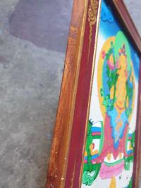 Tibetan Buddhist Thangka Painting Of Maitreya Buddha, [wooden Frame]