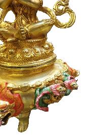 Buddhist Statue Of Mahakala 2 Arms [incense Burner], [full Gold Plated, Face Painted], [makal, Maka, Incense Burner]