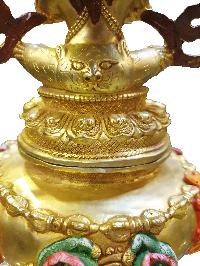 Buddhist Statue Of Mahakala 2 Arms [incense Burner], [full Gold Plated, Face Painted], [makal, Maka, Incense Burner]