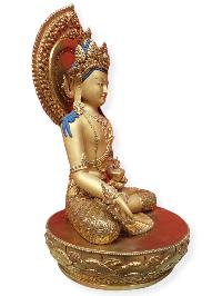 [master Quality], Buddhist Statue Of Medicine Buddha, [full Gold Plated, Stone Setting, Face Painted]