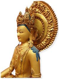 [master Quality], Buddhist Statue Of Medicine Buddha, [full Gold Plated, Stone Setting, Face Painted]