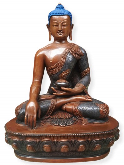 Buddhist Statue Of Shakyamuni Buddha, [chocolate Oxidized]