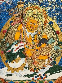 Tibetan Buddhist Thangka Of Jambhala: Namtose, Real 24k Gold, [hand Painted]