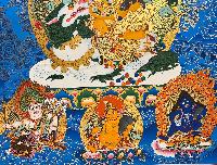 Tibetan Buddhist Thangka Of Jambhala: Namtose, Real 24k Gold, [hand Painted]