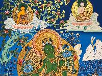 Tibetan Buddhist Thangka Of Green Tara, Real 24k Gold, [hand Painted]