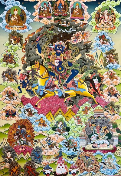 Tibetan Buddhist Thangka Of Palden Lahmo, Real 24k Gold, [hand Painted]
