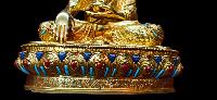 Buddhist Statue Of Shakyamuni Buddha, [full Gold Plated, Stone Setting, Face Painted]