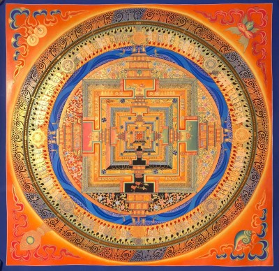 Buddhist Handmade Thangka Of Kalachakra Mandala, Sand Mandala, Wheel Of Time, Dalai Lama Thangka, [hand Painted]