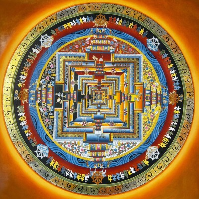 Buddhist Handmade Thangka Of Kalachakra Mandala, Sand Mandala, Wheel Of Time, Dalai Lama Thangka, [hand Painted]