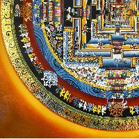 Buddhist Handmade Thangka Of Kalachakra Mandala, Sand Mandala, Wheel Of Time, Dalai Lama Thangka, [hand Painted]