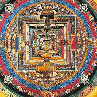Buddhist Handmade Thangka Of Kalachakra Mandala, Sand Mandala, Wheel Of Time, Dalai Lama Thangka, [hand Painted]