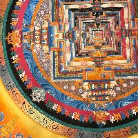 Buddhist Handmade Thangka Of Kalachakra Mandala, Sand Mandala, Wheel Of Time, Dalai Lama Thangka, [hand Painted]