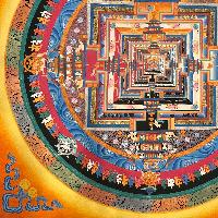 Buddhist Handmade Thangka Of Kalachakra Mandala, Sand Mandala, Wheel Of Time, Dalai Lama Thangka, [hand Painted]