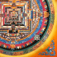 Buddhist Handmade Thangka Of Kalachakra Mandala, Sand Mandala, Wheel Of Time, Dalai Lama Thangka, [hand Painted]