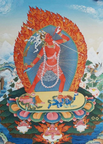 Buddhist Handmade Thangka Of Vajrayogini, [hand Painted]
