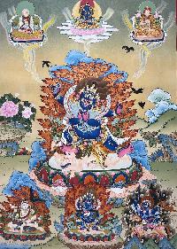 Buddhist Handmade Thangka Of Black Mahakala, [hand Painted]