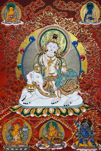 Buddhist Handmade Thangka Of Samantabhadra, [hand Painted]