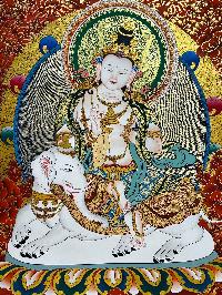 Buddhist Handmade Thangka Of Samantabhadra, [hand Painted]