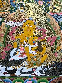 Buddhist Handmade Thangka Of Jambhala: Namtose, [hand Painted]