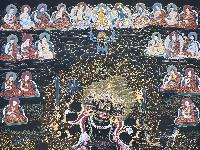 Buddhist Handmade Thangka Of Black Secret Accomplishment Hayagriva, [24k Real Gold], [hand Painted]