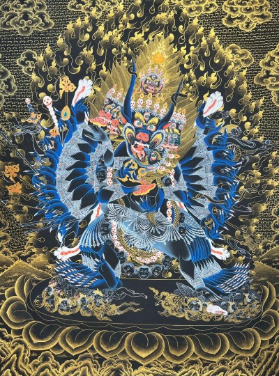 Buddhist Handmade Thangka Of Yamantaka Vajrabhairava, [hand Painted]