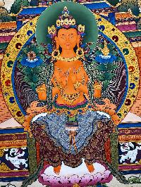Buddhist Handmade Thangka Of Maitreya Buddha, [real 24k Gold], [hand Painted]