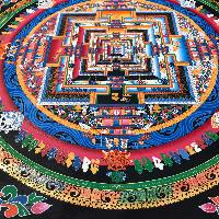 Buddhist Handmade Kalachakra Mandala, Sand Mandala, Wheel Of Time, Dalai Lama Thangka [real Gold]