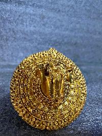 Buddhist Round Miniature Statue Of Akash Yogini, [full Gold Plated]