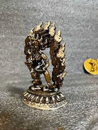 Black Jambhala Statue, Buddhist Miniature Statue, [silver And Chocolate Oxidized]