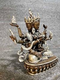 Buddhist Miniature Statue Of Namgyalma, [silver And Chocolate Oxidized]