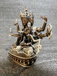 Buddhist Miniature Statue Of Namgyalma, [silver And Chocolate Oxidized]