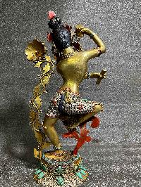 Buddhist Statue Of Chintamani, Lokeshvara [partly Gold Plated, Silver Plated, Stone Setting]