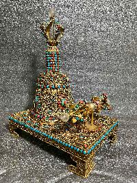 Buddhist Handmade Bell And Dorje With Base, [stone Setting], Siku Design