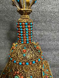 Buddhist Handmade Bell And Dorje With Base, [stone Setting], Siku Design