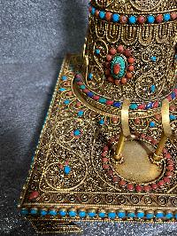 Buddhist Handmade Bell And Dorje With Base, [stone Setting], Siku Design