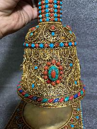 Buddhist Handmade Bell And Dorje With Base, [stone Setting], Siku Design
