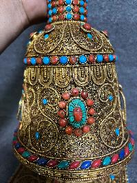 Buddhist Handmade Bell And Dorje With Base, [stone Setting], Siku Design