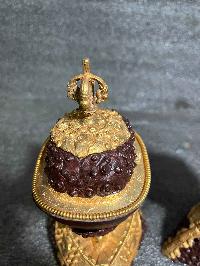 Buddhist Handmade Kapala Pair, [partly Gold Plated With Extra Gold]