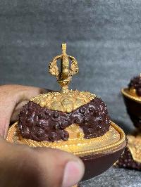 Buddhist Handmade Kapala Pair, [partly Gold Plated With Extra Gold]