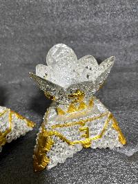 Buddhist Handmade Kapala Pair, [partly Gold Plated, Silver Plated]