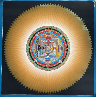 Buddhist Handmade Kalachakra Mandala, Sand Mandala, Wheel Of Time, Dalilama Thangka [hand Painted]