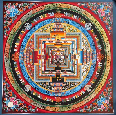 Buddhist Handmade Kalachakra Mandala, Sand Mandala, Wheel Of Time, Dalilama Thangka [hand Painted]