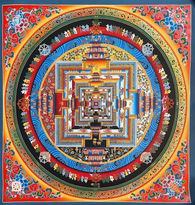 Buddhist Handmade Kalachakra Mandala, Sand Mandala, Wheel Of Time, Dalilama Thangka [hand Painted]
