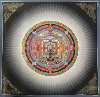 Buddhist Handmade Kalachakra Mandala, Sand Mandala, Wheel Of Time, Dalilama Thangka [hand Painted]