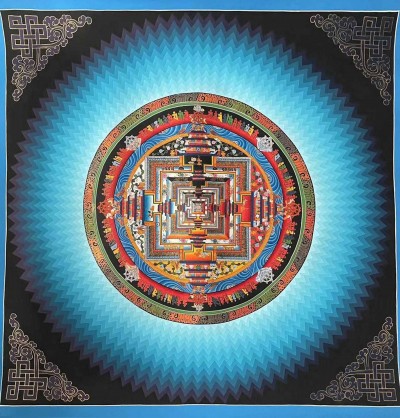 Buddhist Handmade Kalachakra Mandala, Sand Mandala, Wheel Of Time, Dalilama Thangka [hand Painted]