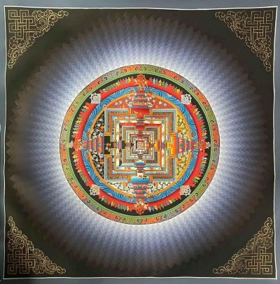 Buddhist Handmade Kalachakra Mandala, Sand Mandala, Wheel Of Time, Dalilama Thangka [hand Painted]